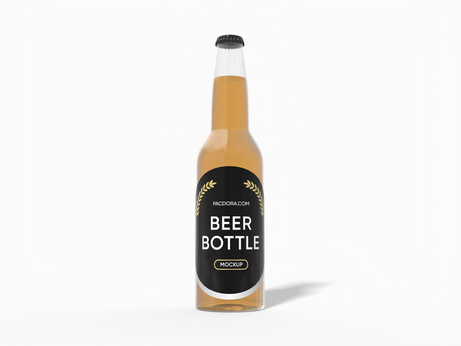 Glass beer bottle mockup