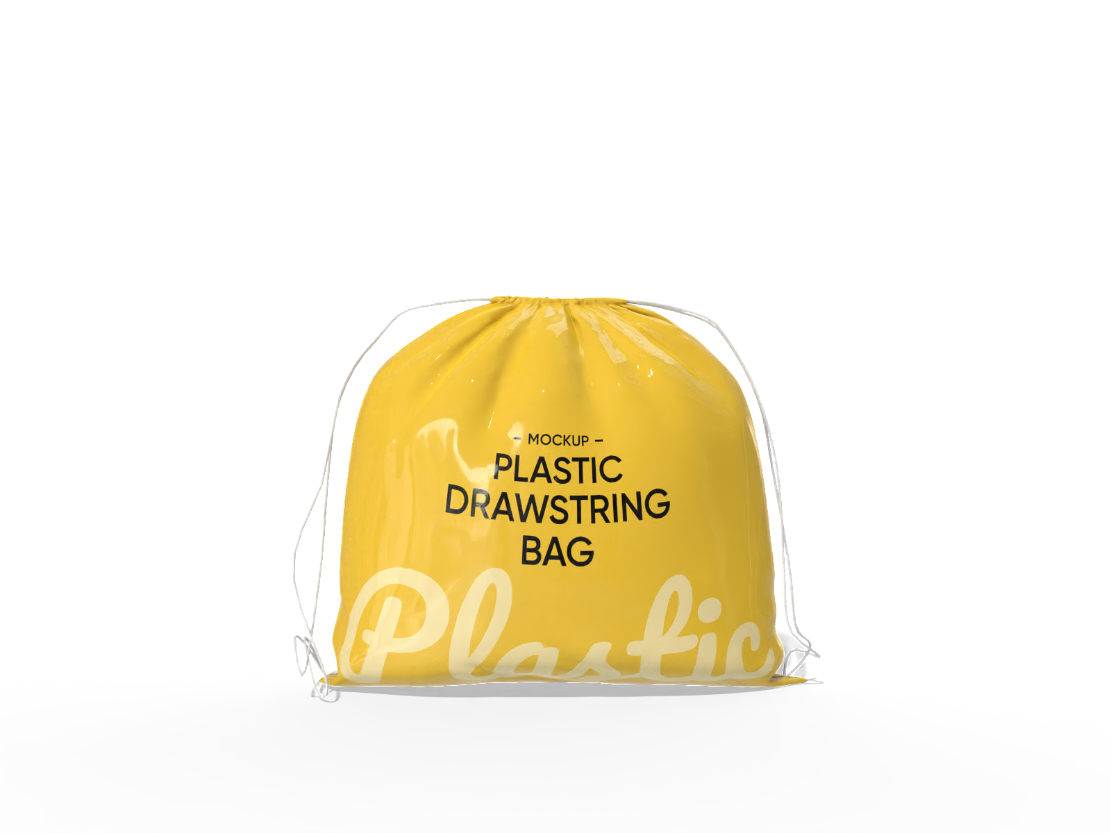Plastic drawstring bag mockup