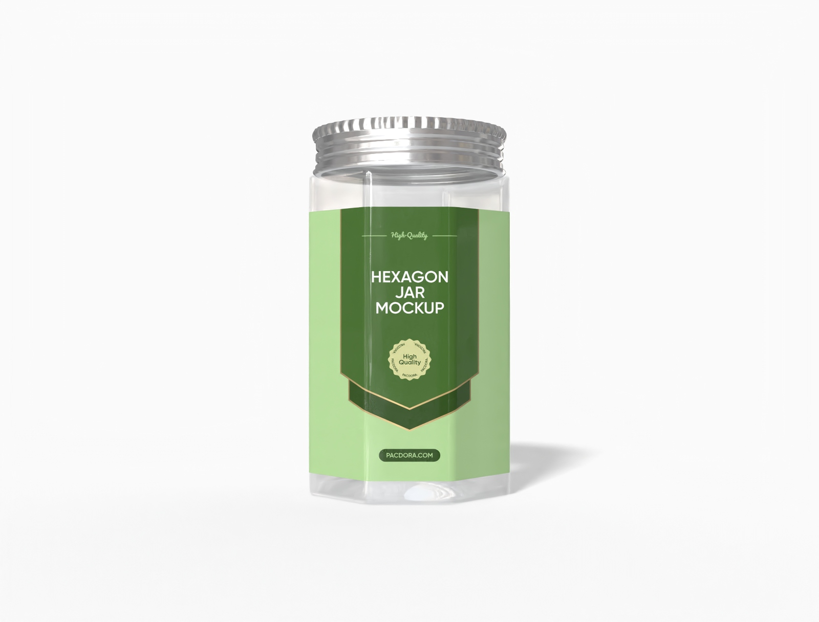 Tall hexagon jar mockup