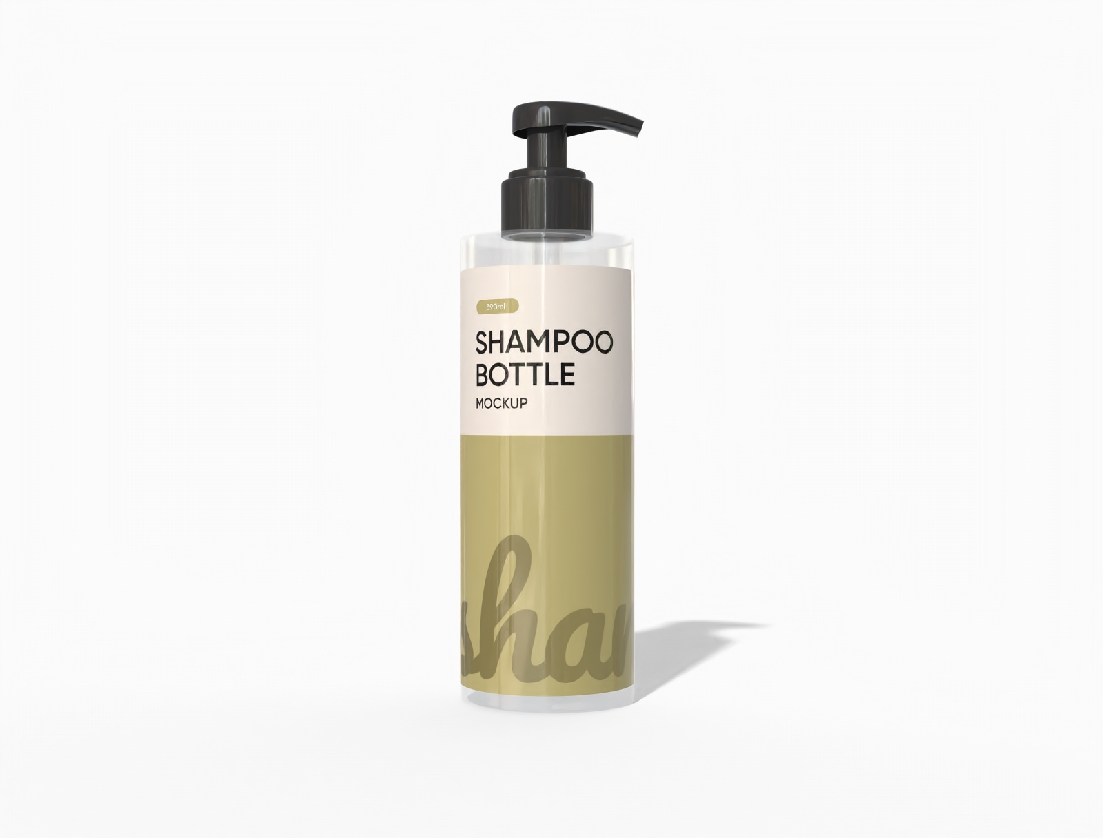 390 ml plastic shampoo bottle mockup