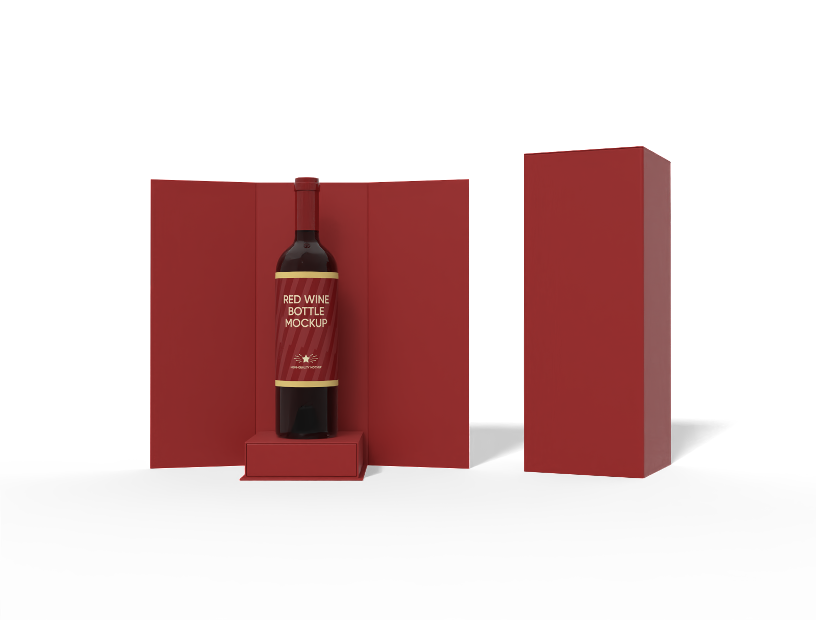 Wine bottle with box mockup