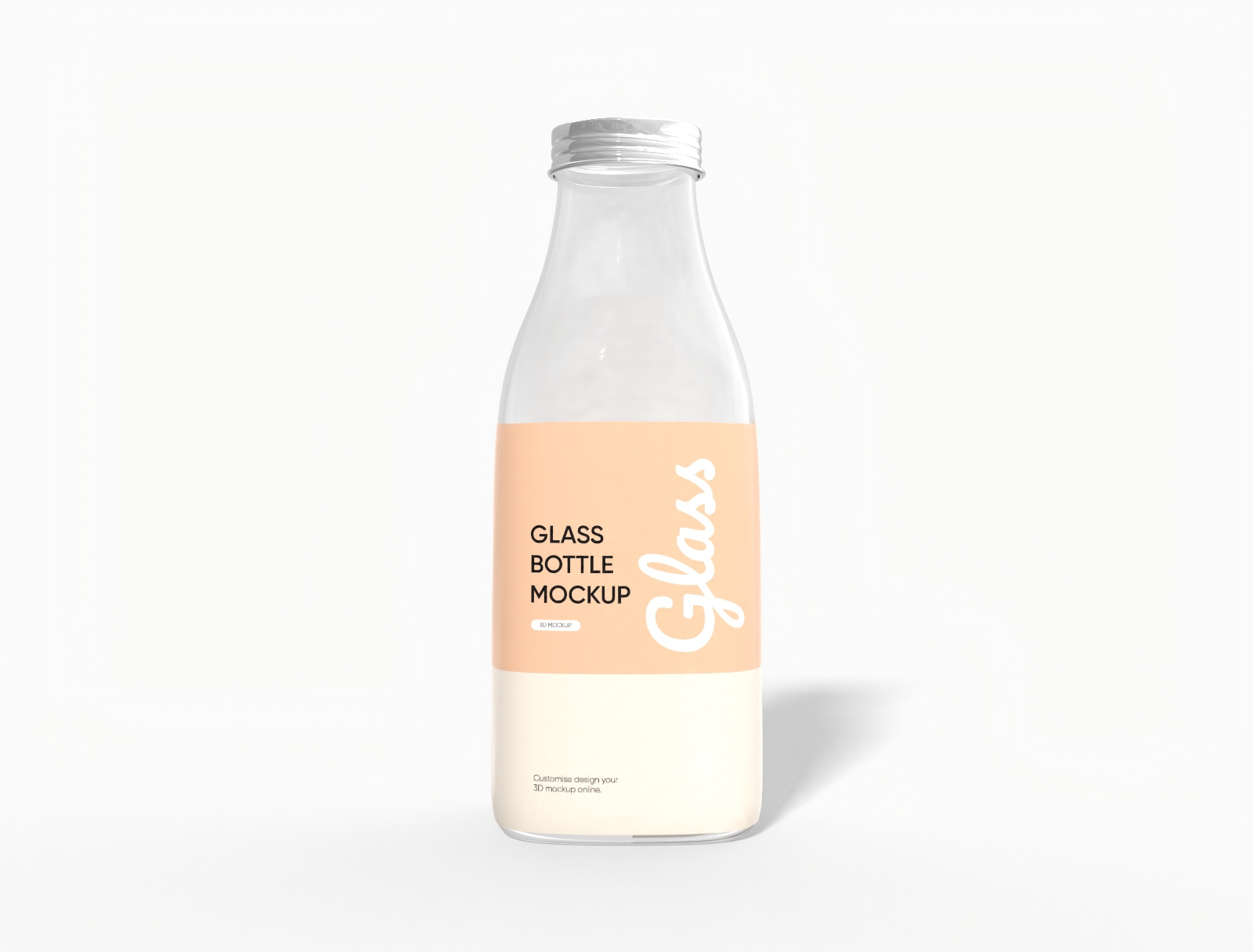 450 ml glass milk bottle mockup
