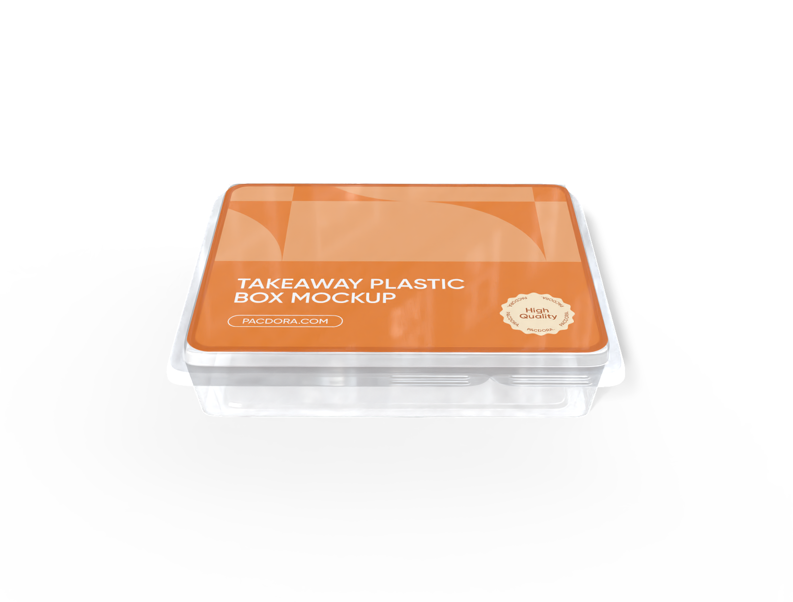 Plastic flat food box mockup