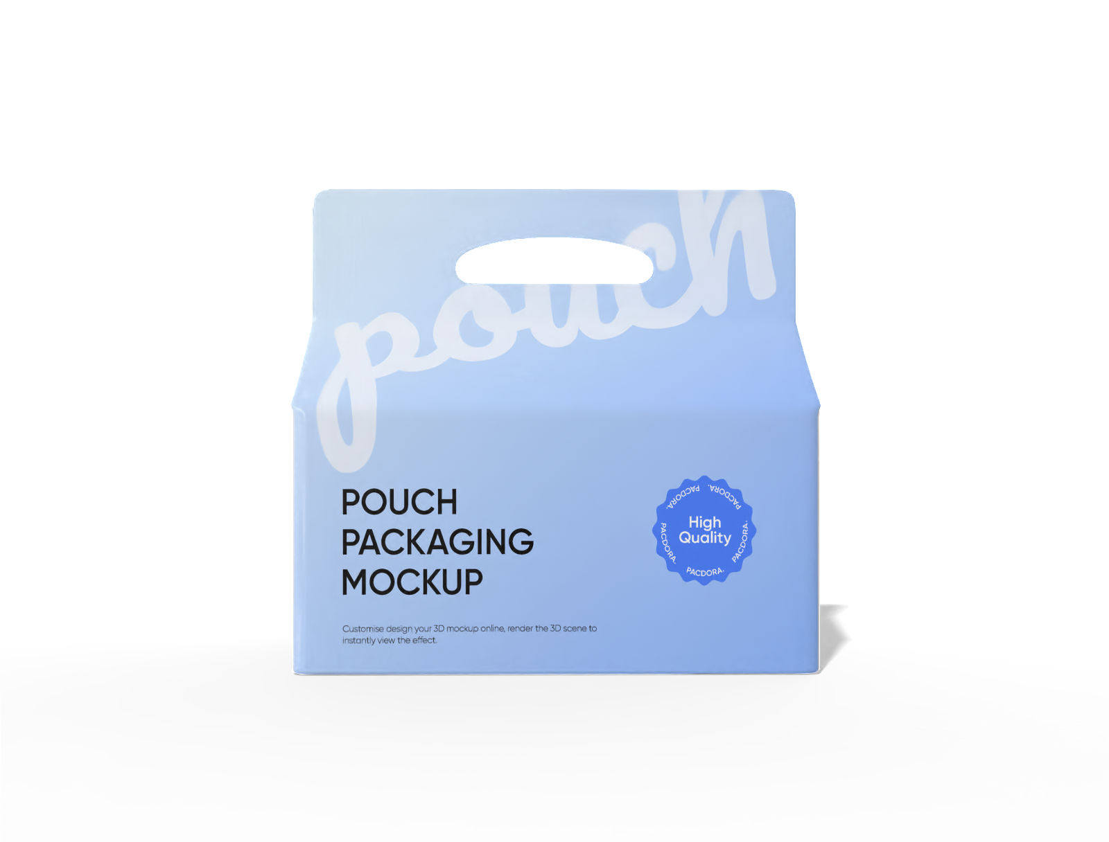 26 × 16 × 25 four-side seal food pouch with handle mockup 26 × 16 × 25 four-side seal food pouch with handle mockup