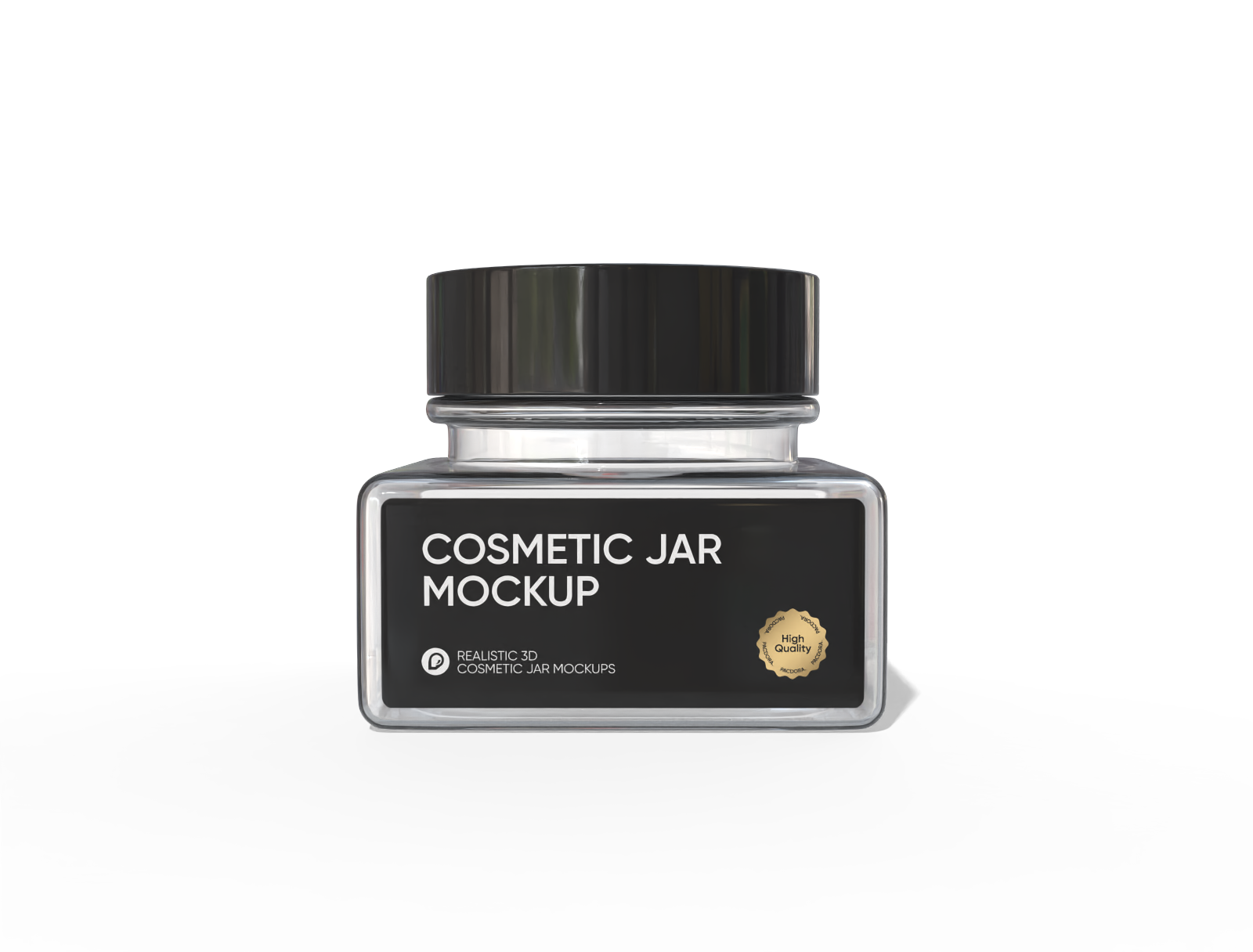 6 × 6 × 5 glass cosmetic jar mockup