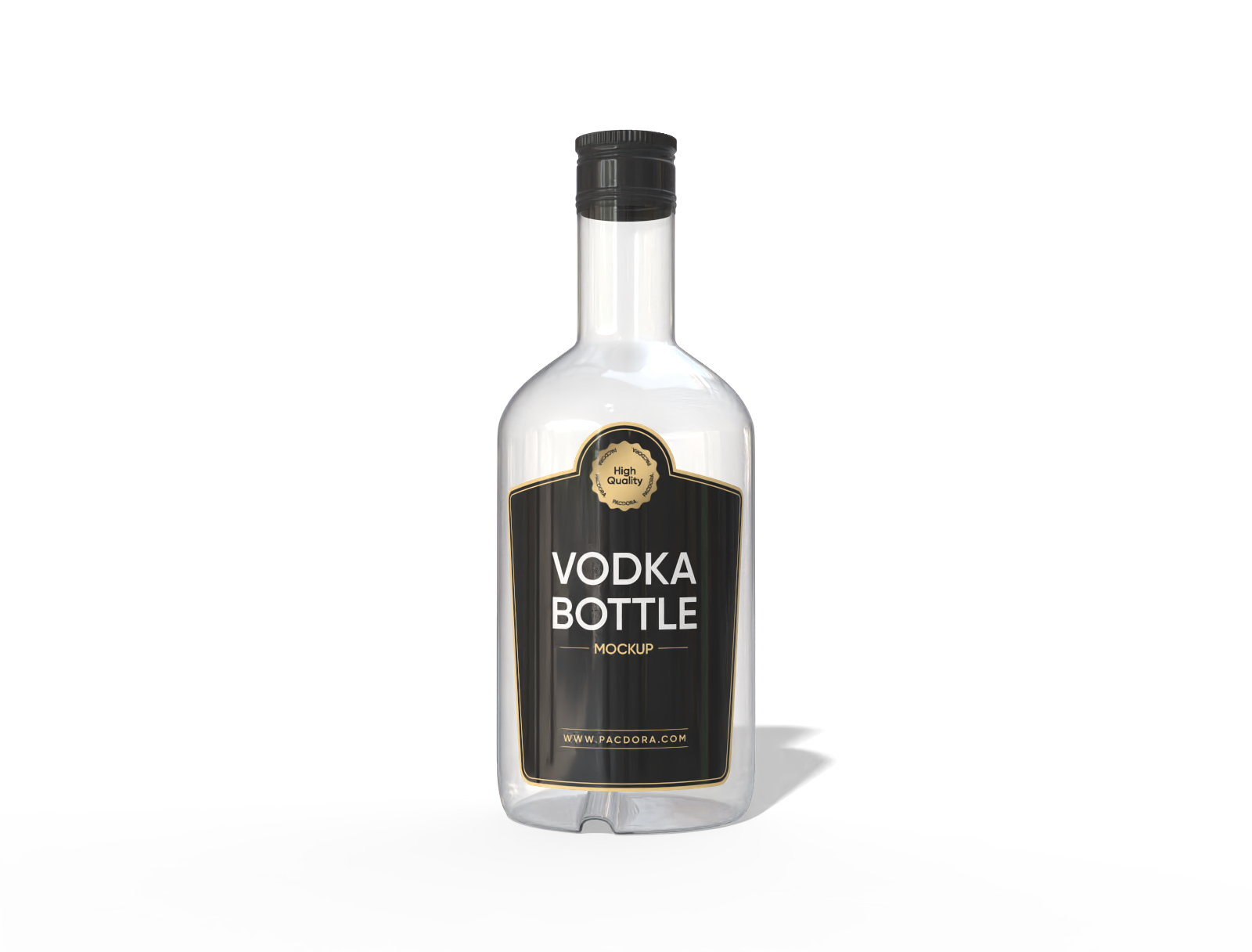 750 ml glass vodka bottle mockup