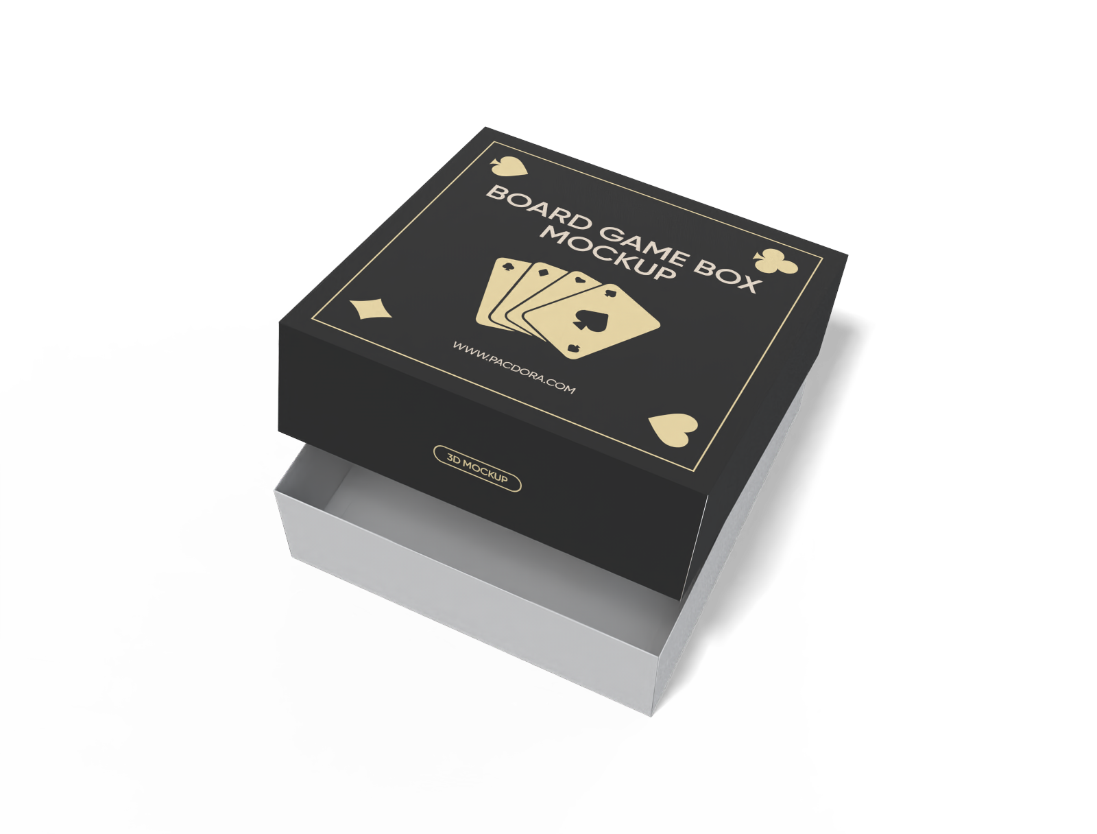 Square board game box with lid mockup