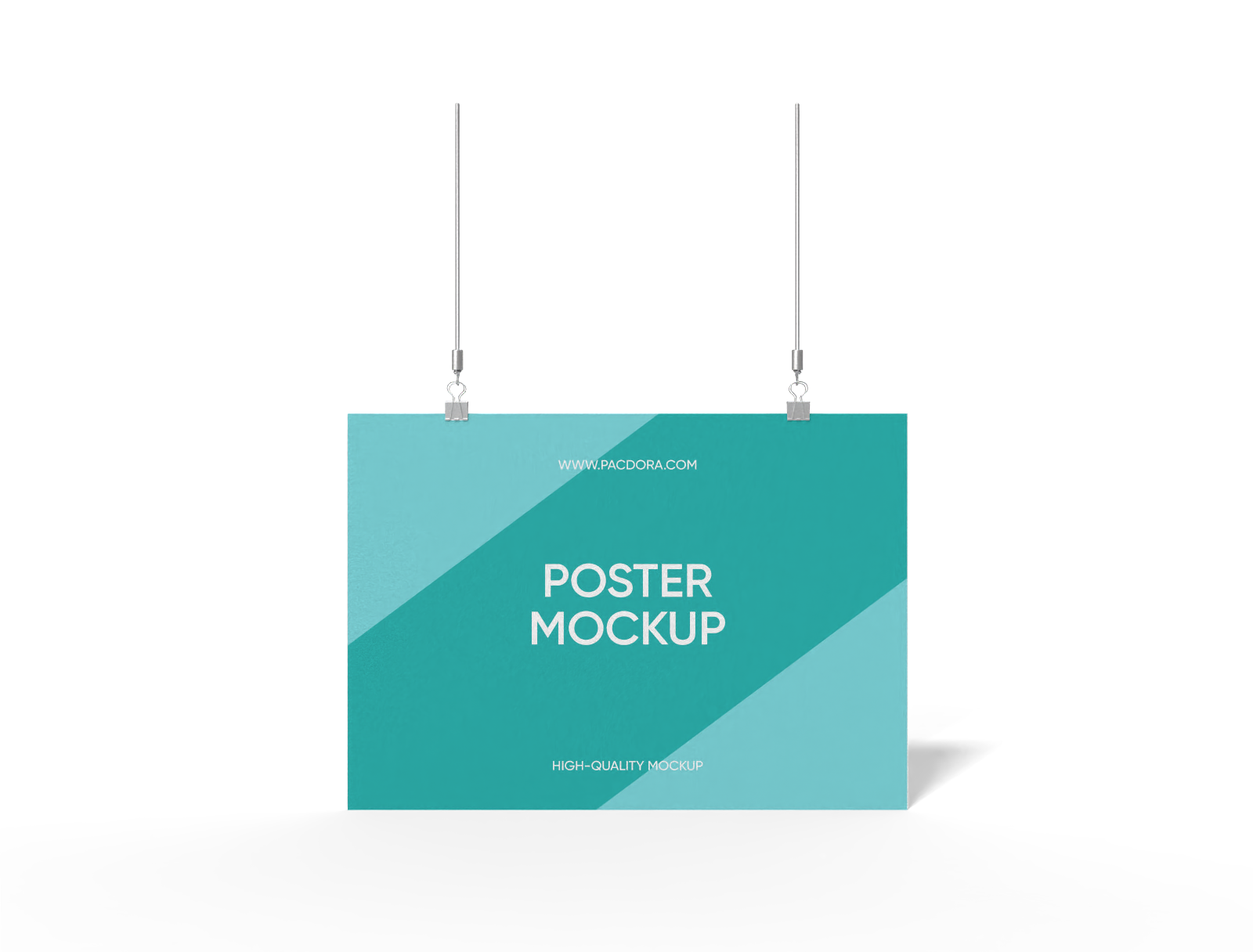 Horizontal hanging poster mockup