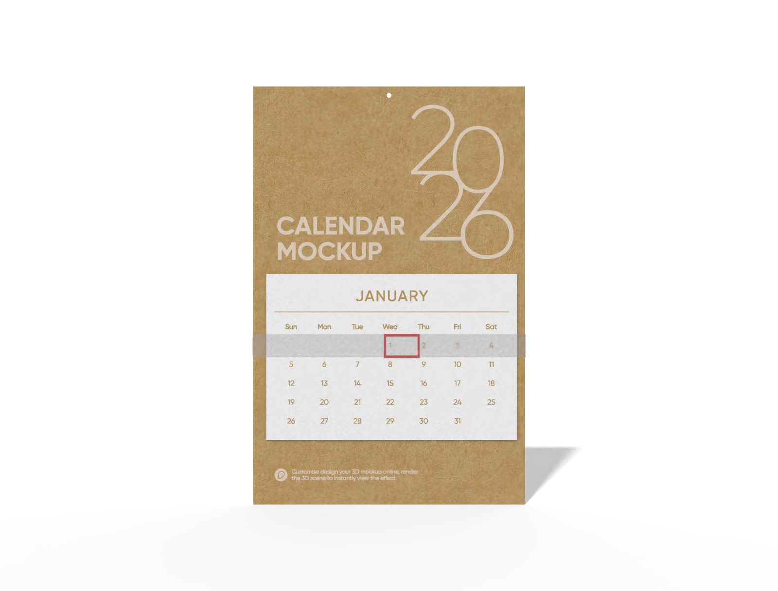 A3 calendar mockup