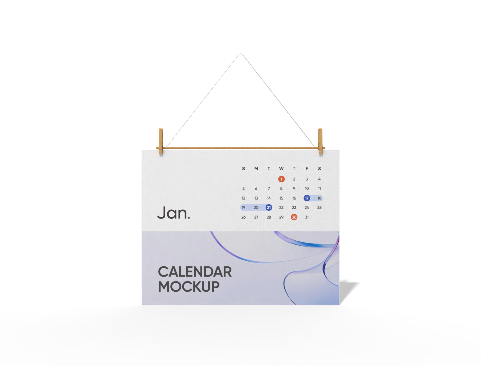 Hanging calendar mockup
