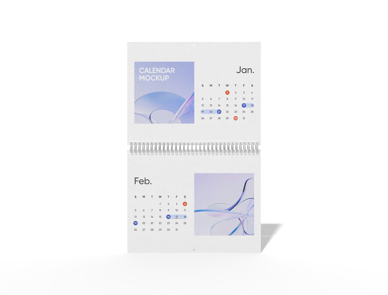 8.5×11 wall calendar mockup