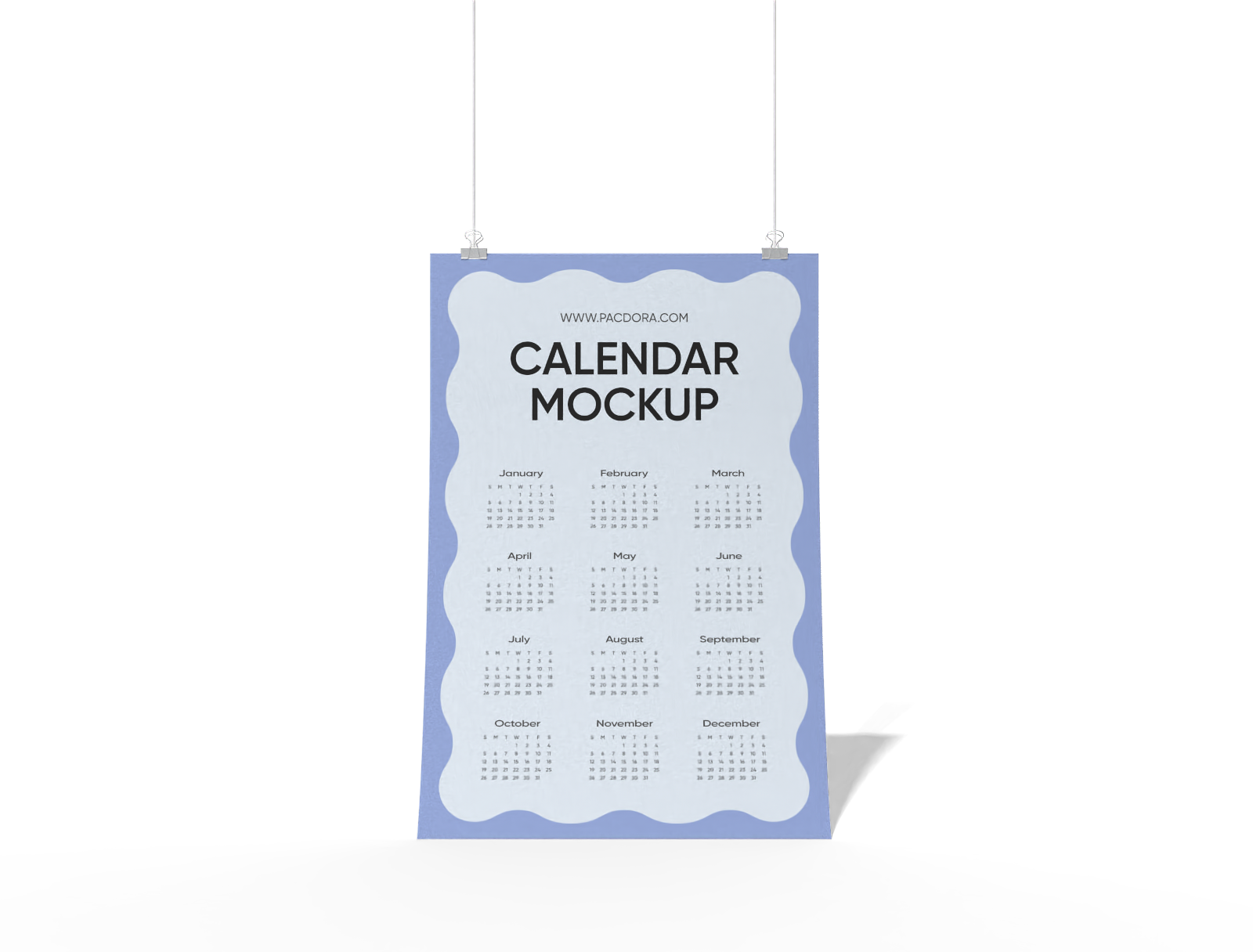 Hanging calendar mockup