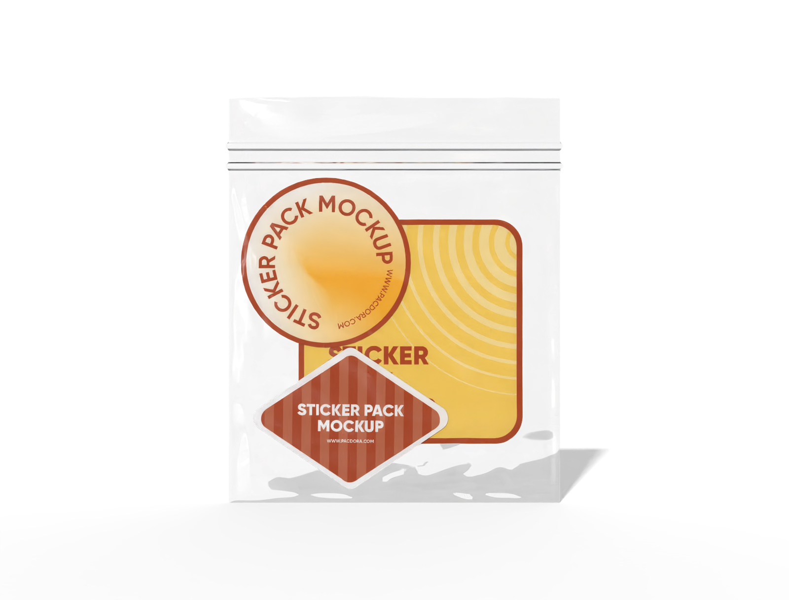 Plastic sticker pouch mockup