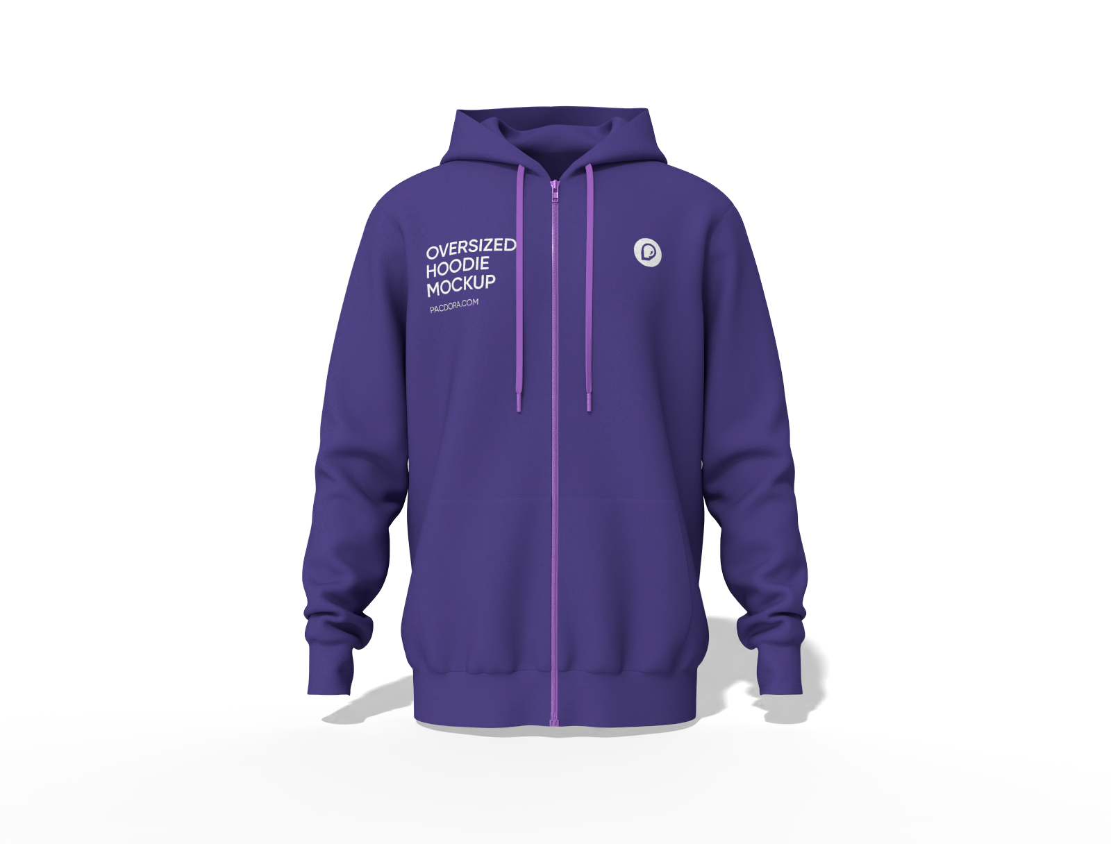 Oversized full zip hoodie mockup