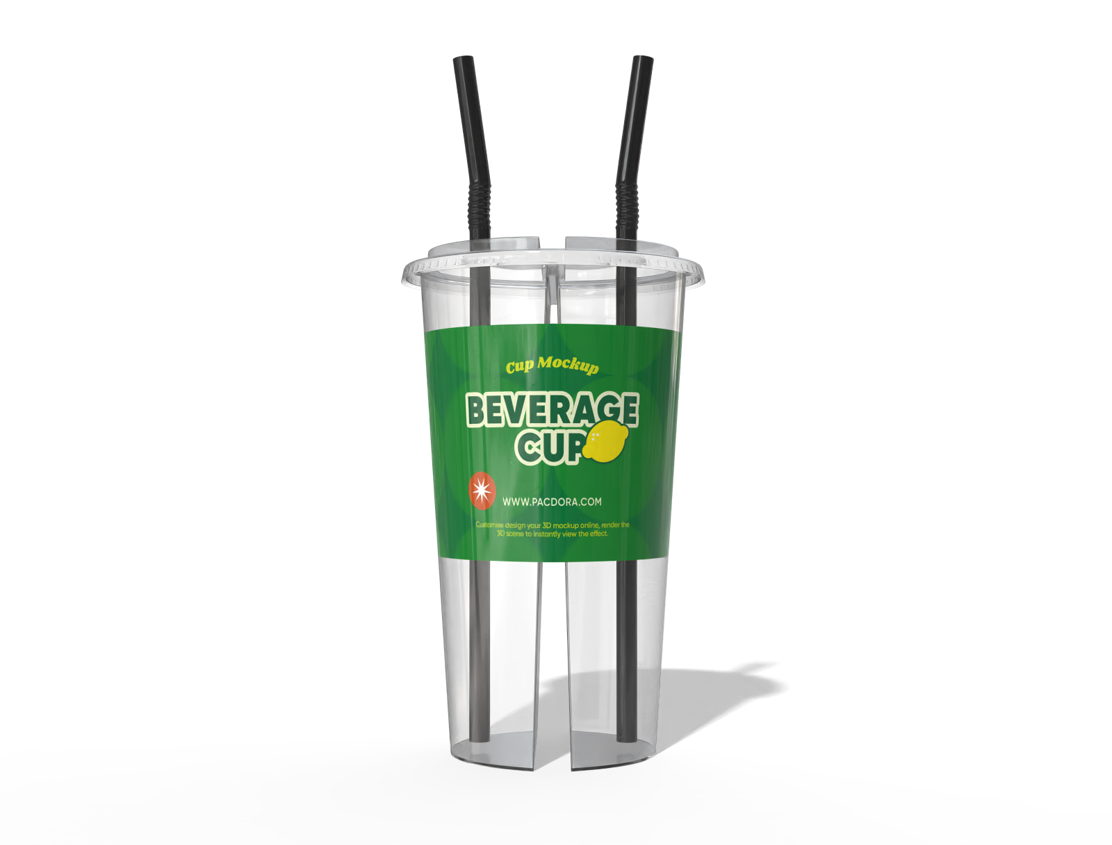 Plastic double beverage cup mockup