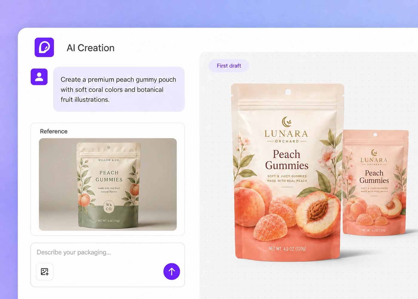 Paso 1: Describe tu packaging en el chat Paso 1: Describe tu packaging en el chat