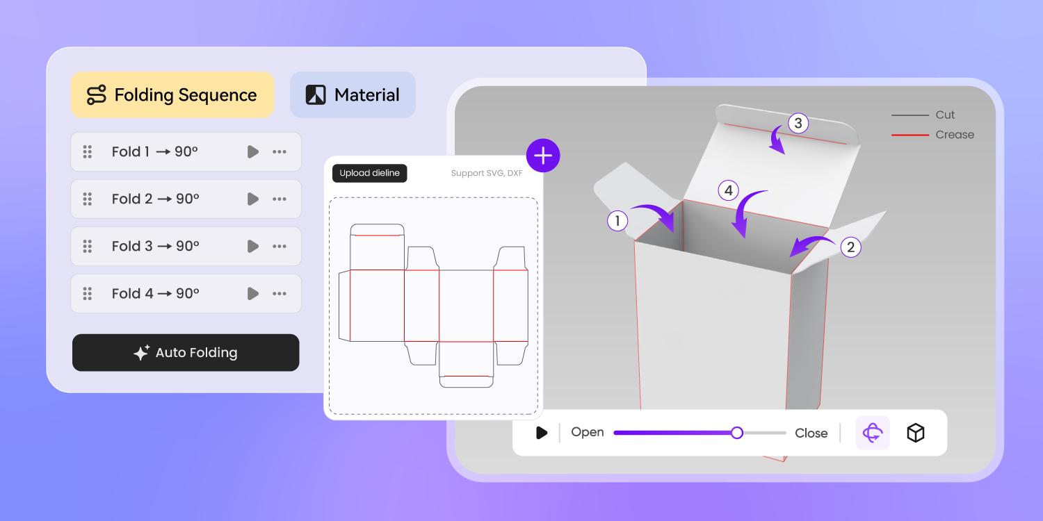 Fold dielines into 3D automatically Fold dielines into 3D automatically