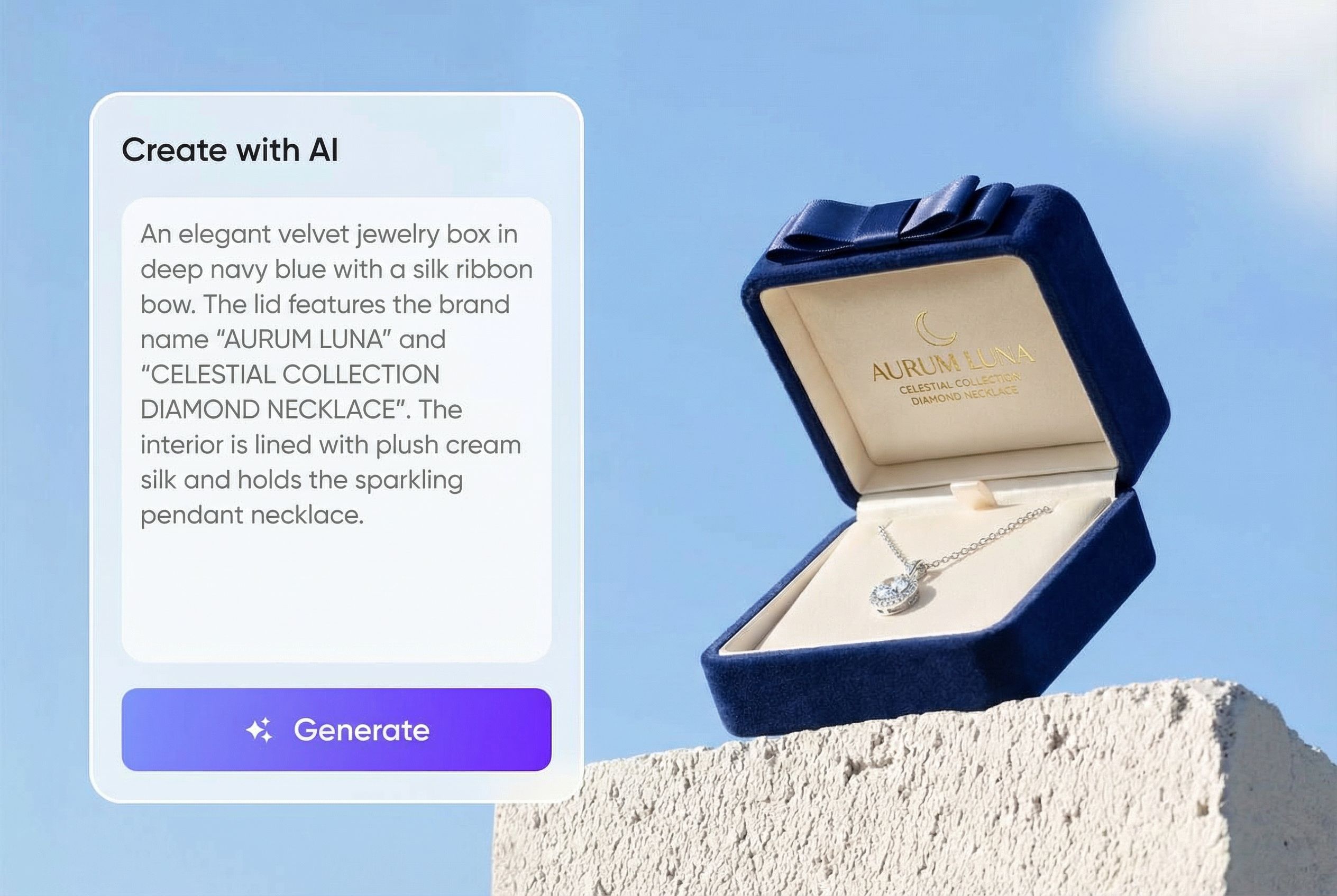 The velvet necklace packaging box generated by Packify