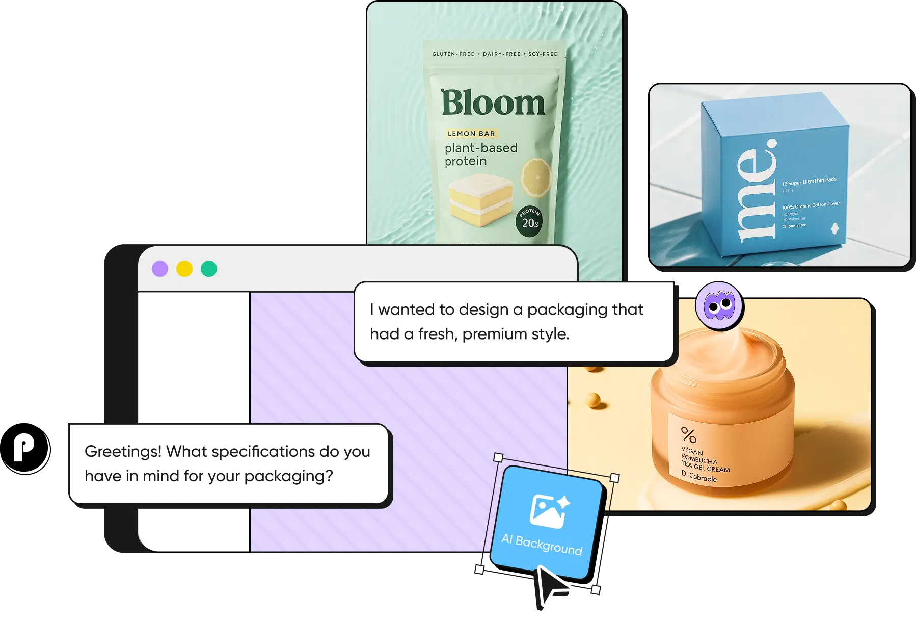 Packaging design and background generation with AI