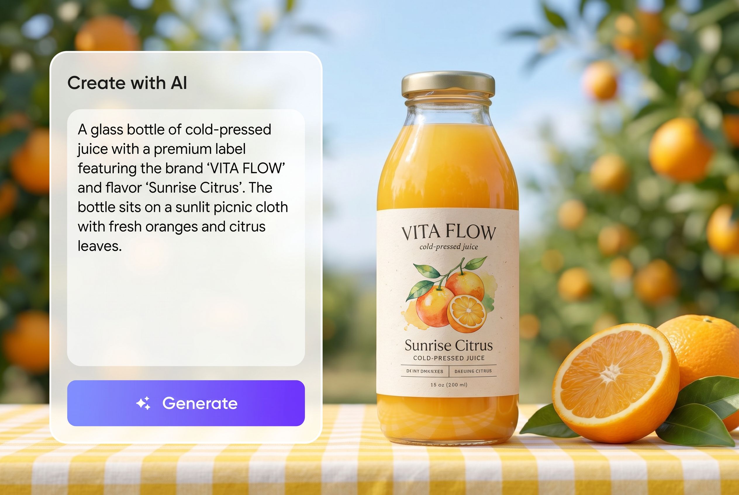Describe and let AI design your juice label 