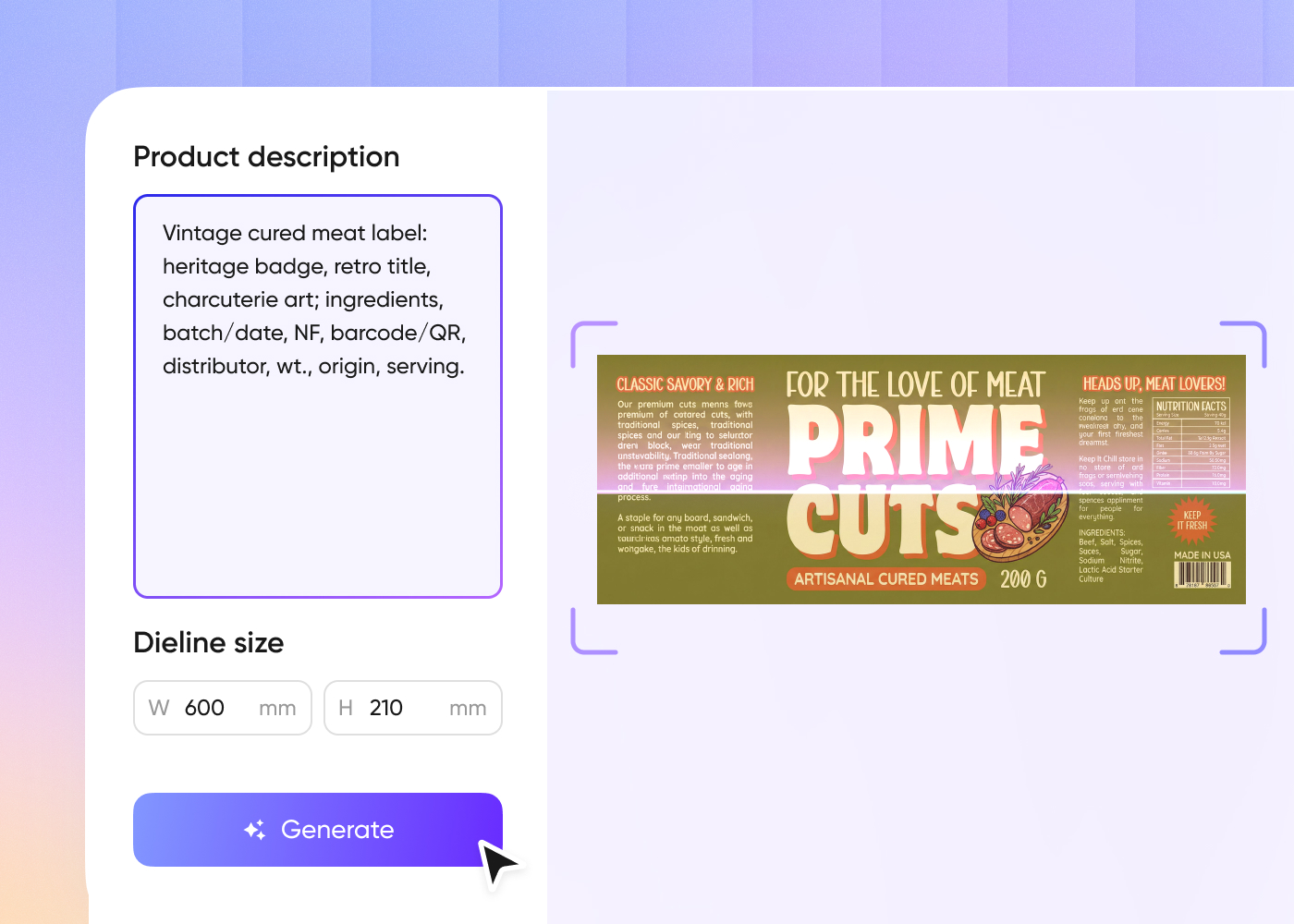 Step 2: Generate your label