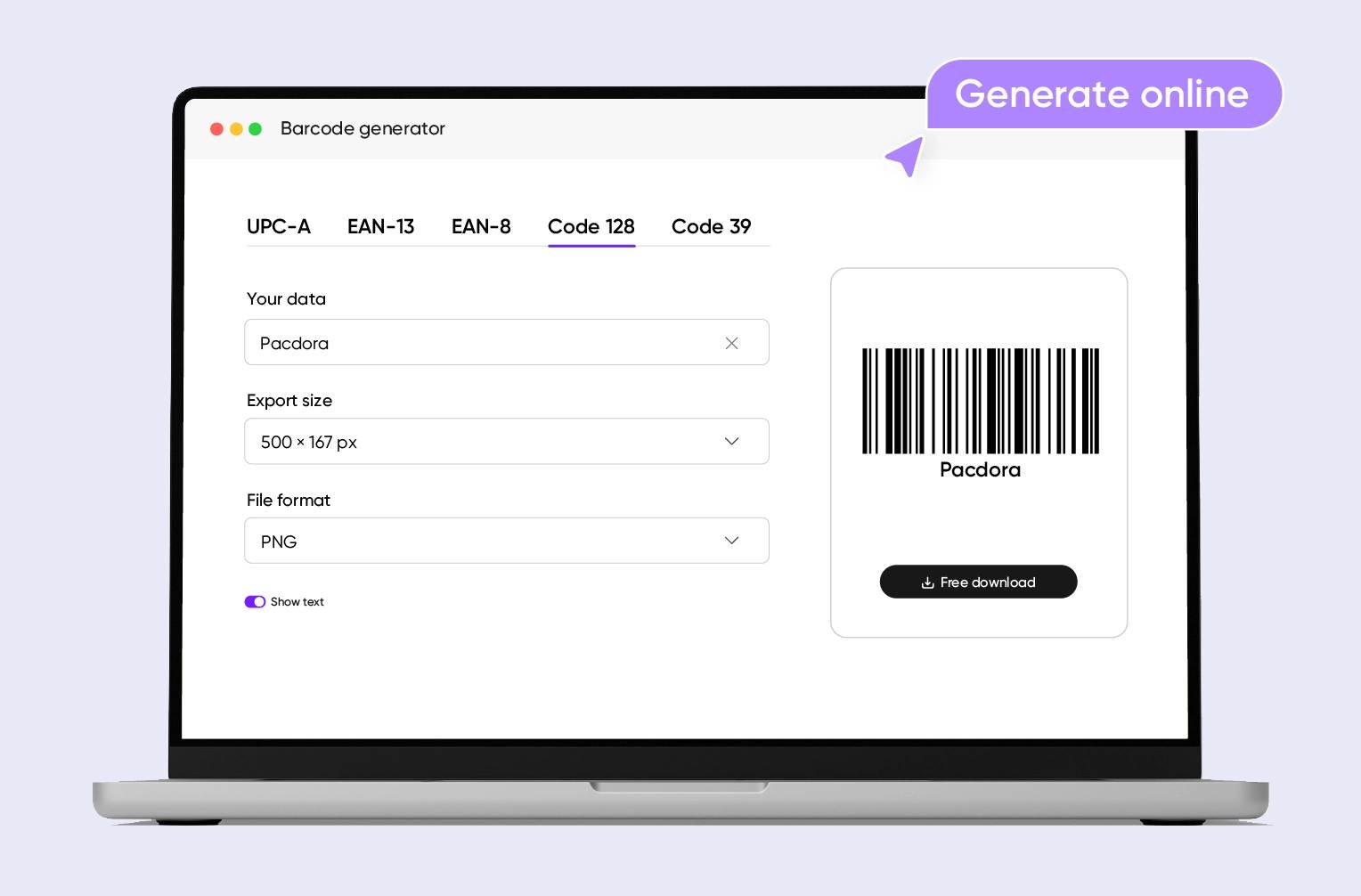 Free code 128 barcode generator online pacdora