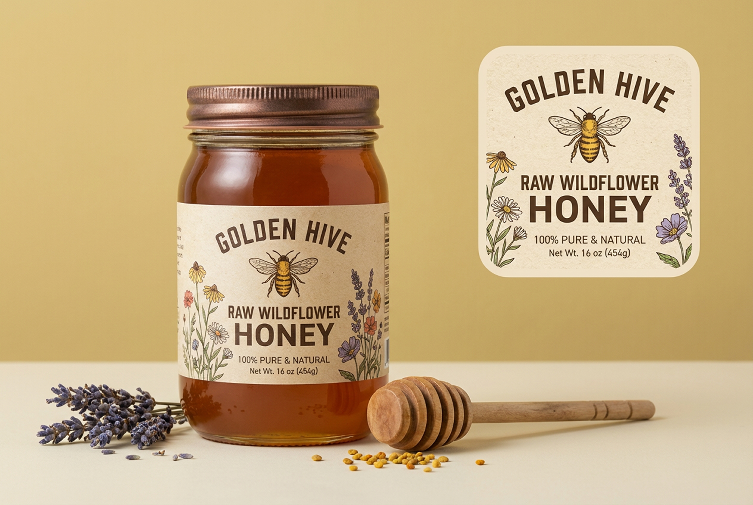 Get print-ready honey labels without design software