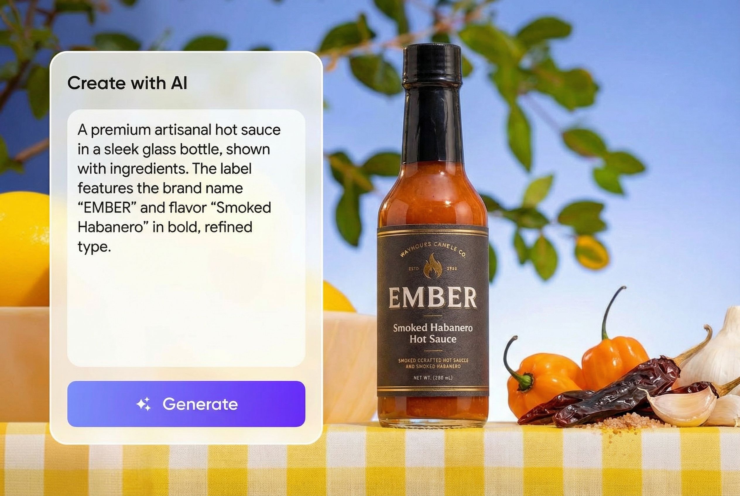  Describe your hot sauce label and let AI design it