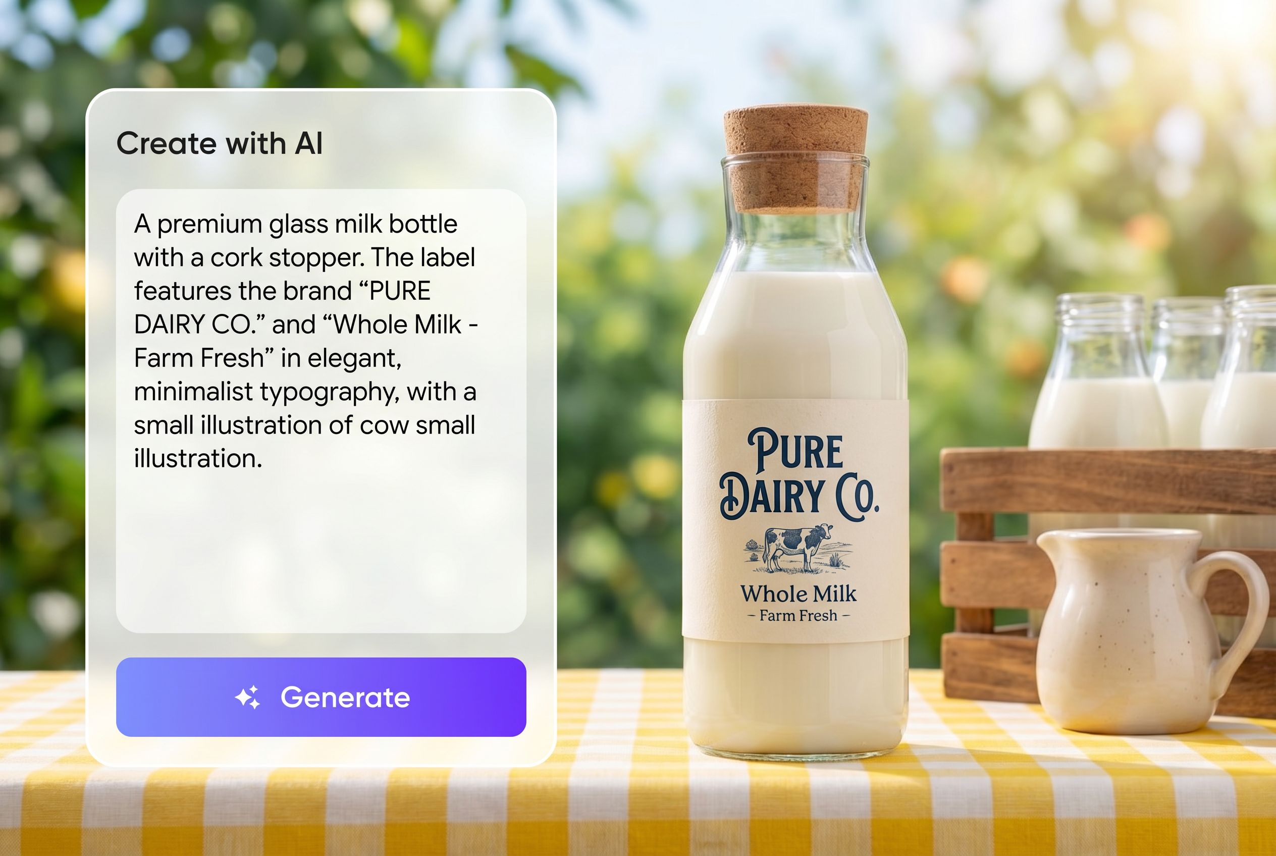 Generate milk label art from text—no design files