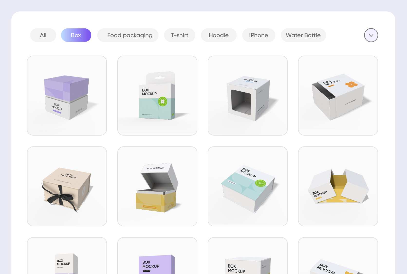 A wide array of square boxes