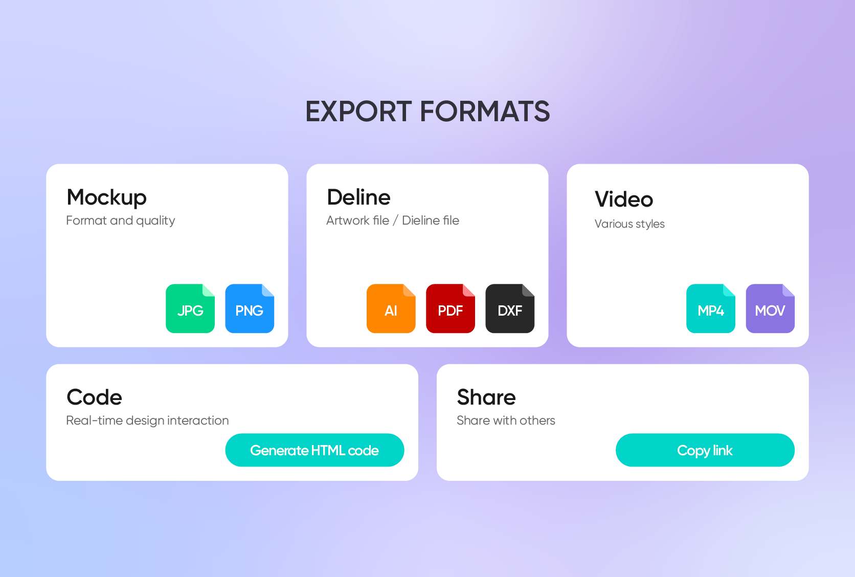 High-resolution export choices for custom sharing