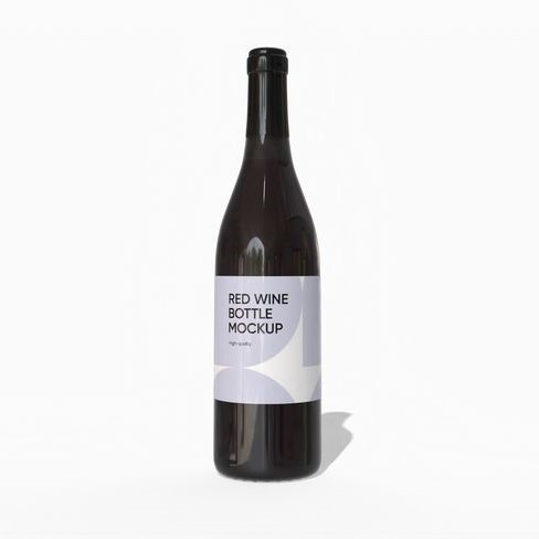 Red wine bottle mockup