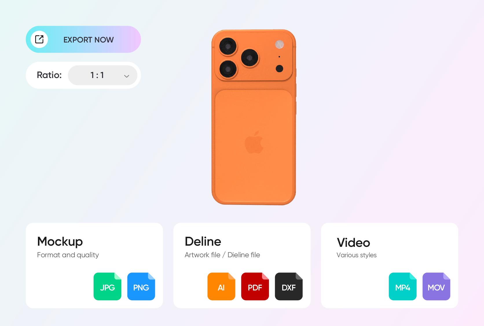 Exports mockups in multiple formats