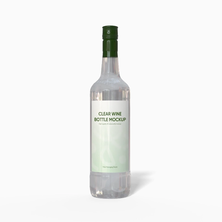 Maqueta de botella de vino transparente