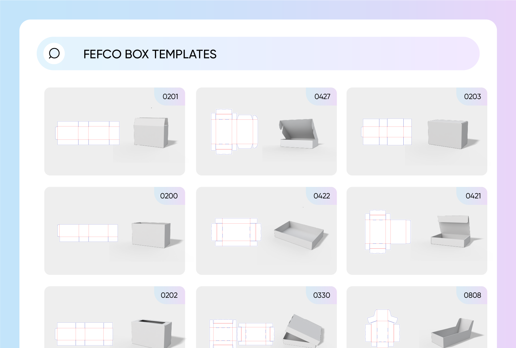Wide range of standard FEFCO templates