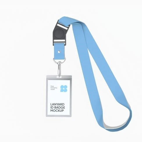 Mockup de crachá com cordão