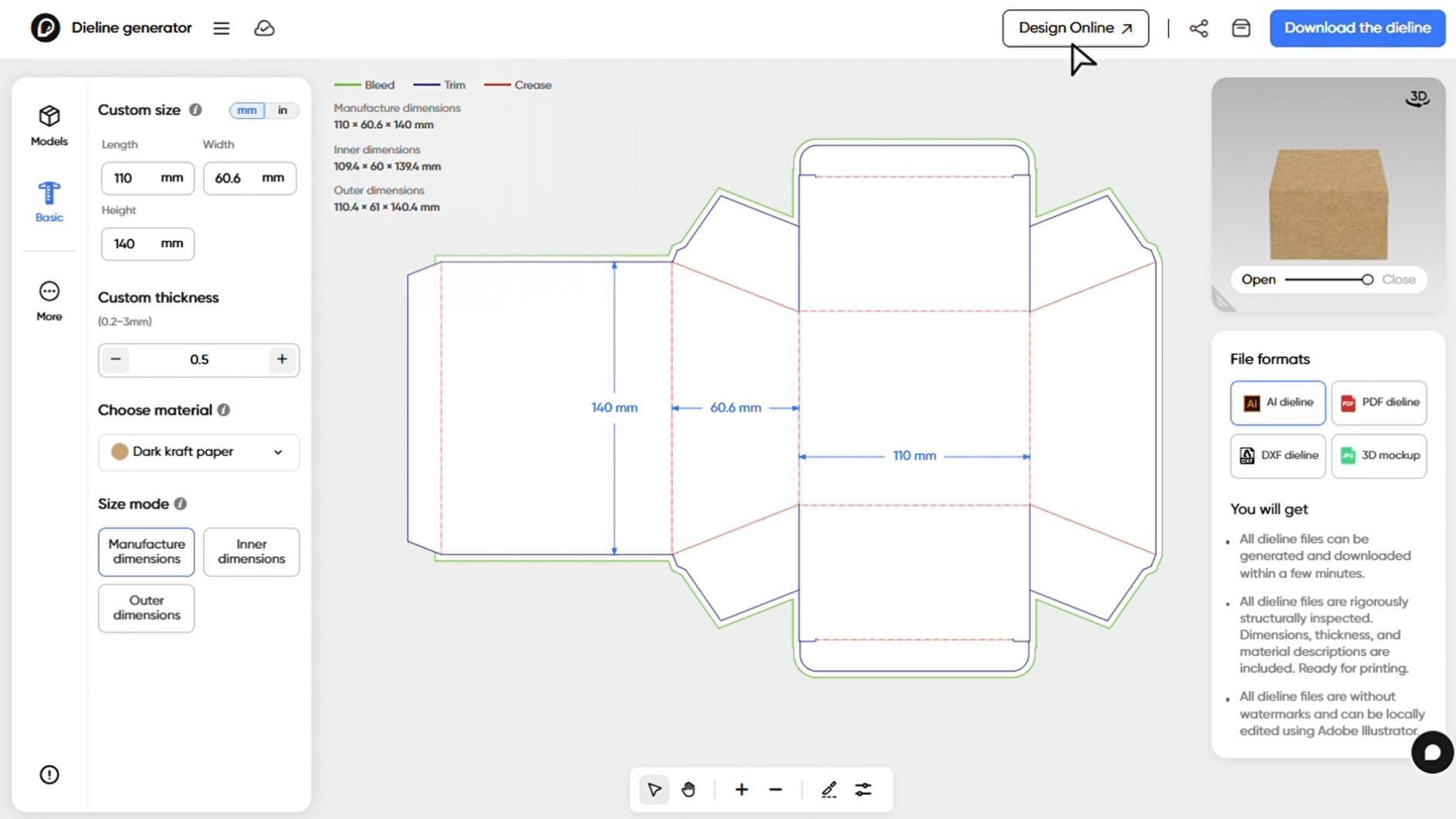 How to create a trapezoid box template using Pacdora?