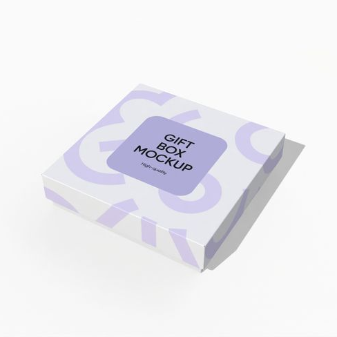 Square gift box with lid mockup