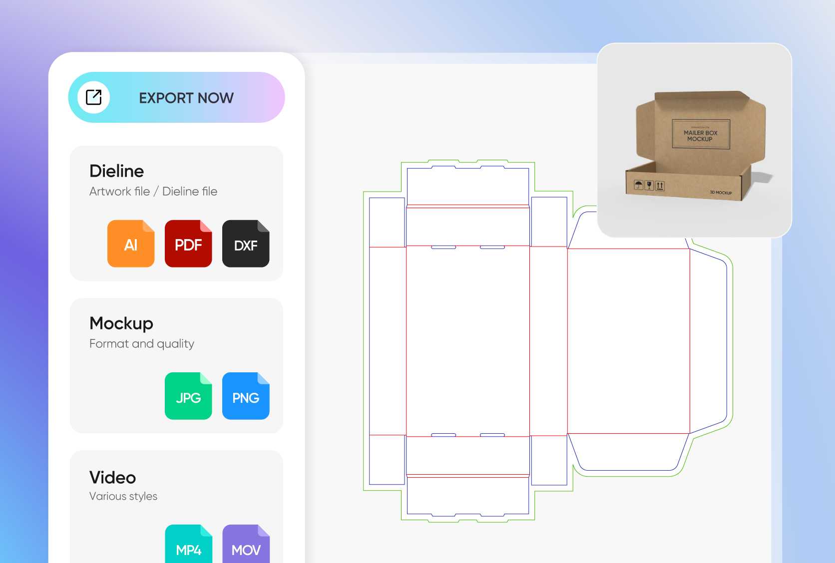 Export formats for your custom printed box