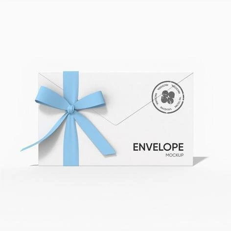 Envelope with a bow mockup