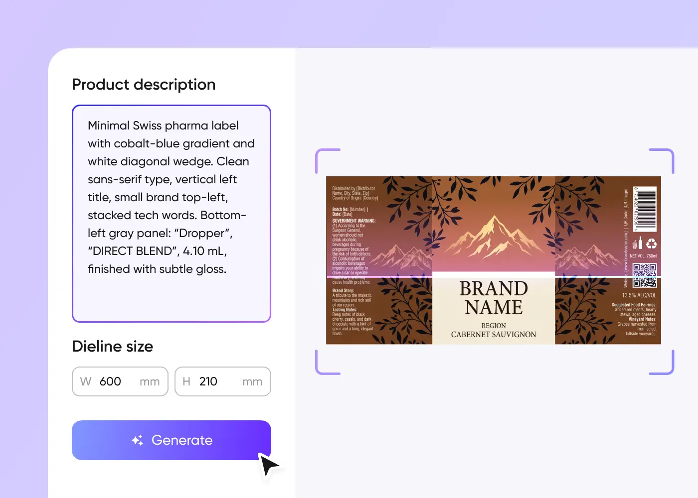 Step 2: Generate wine label