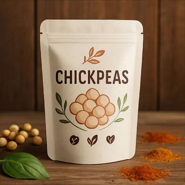 Bolsa de garbanzos con diseño sencillo.