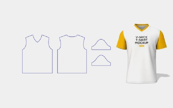 V-neck T-shirt template