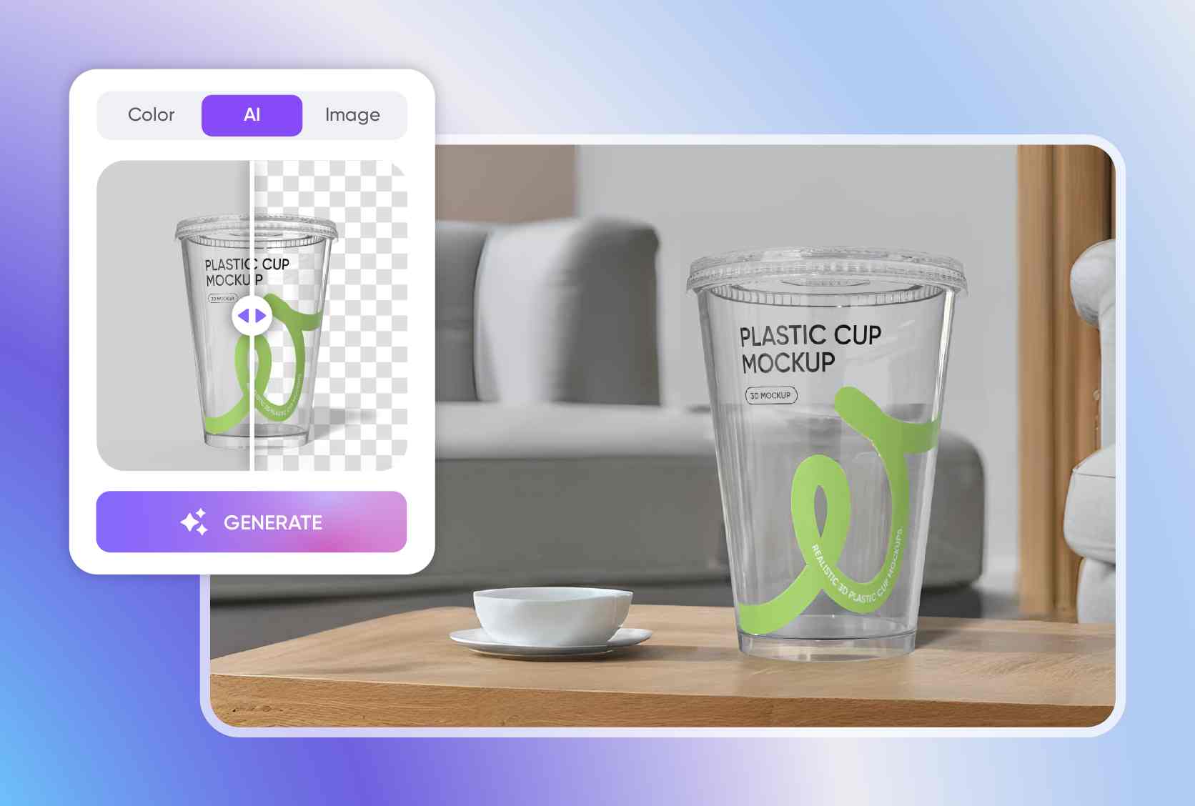 Add unique backgrounds to highlight the plastic cup