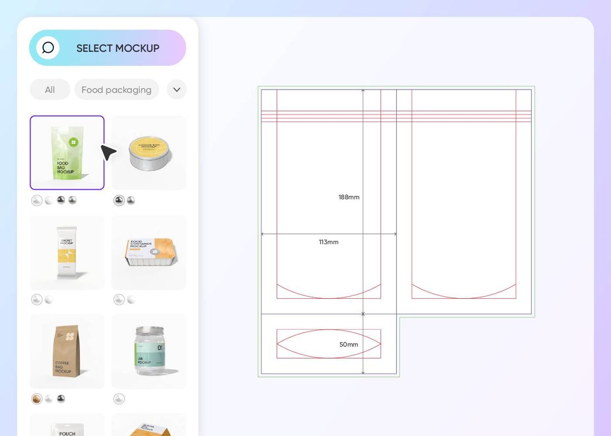 Step 1: Select food pouch design