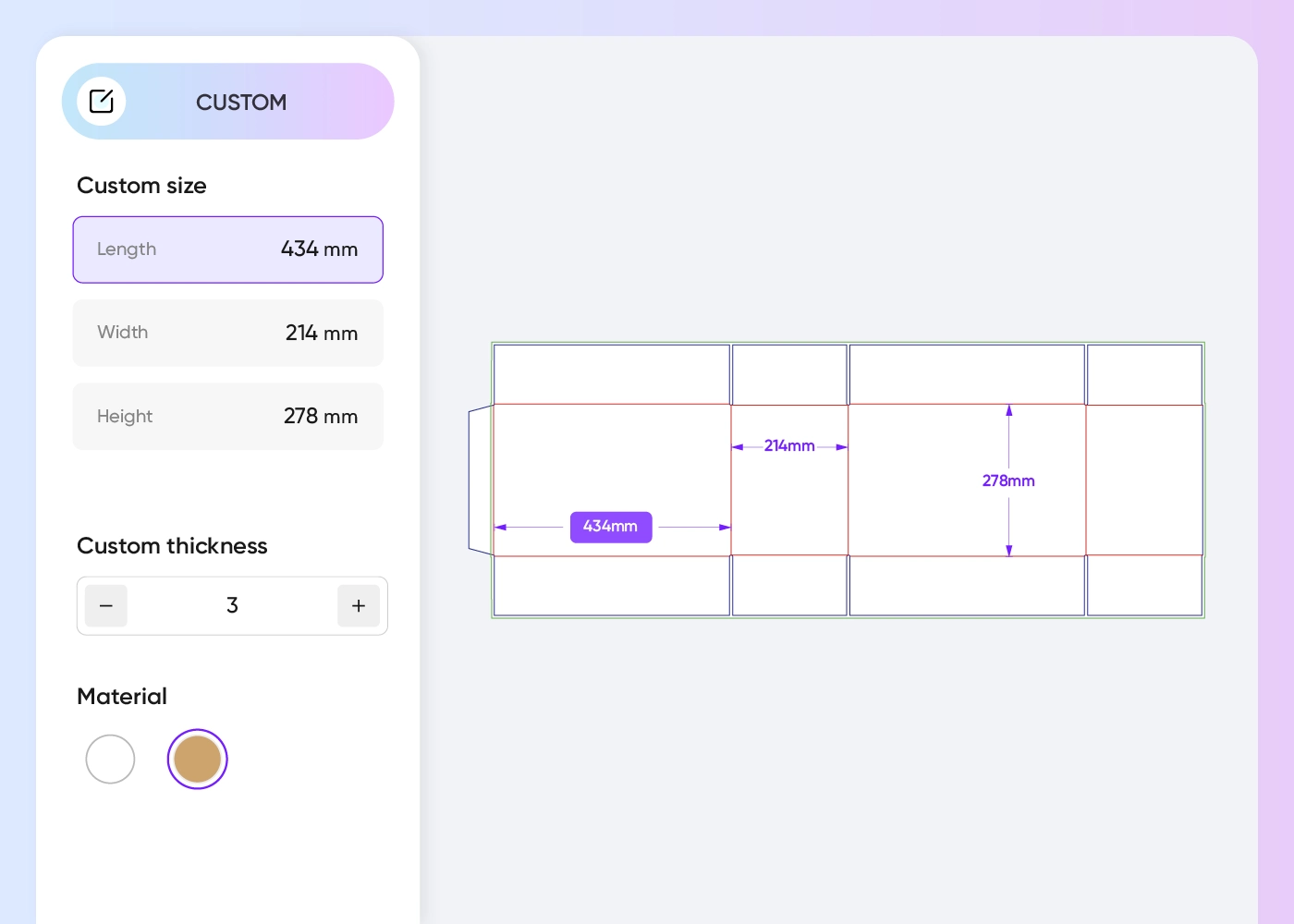 Customize the sleeve box template