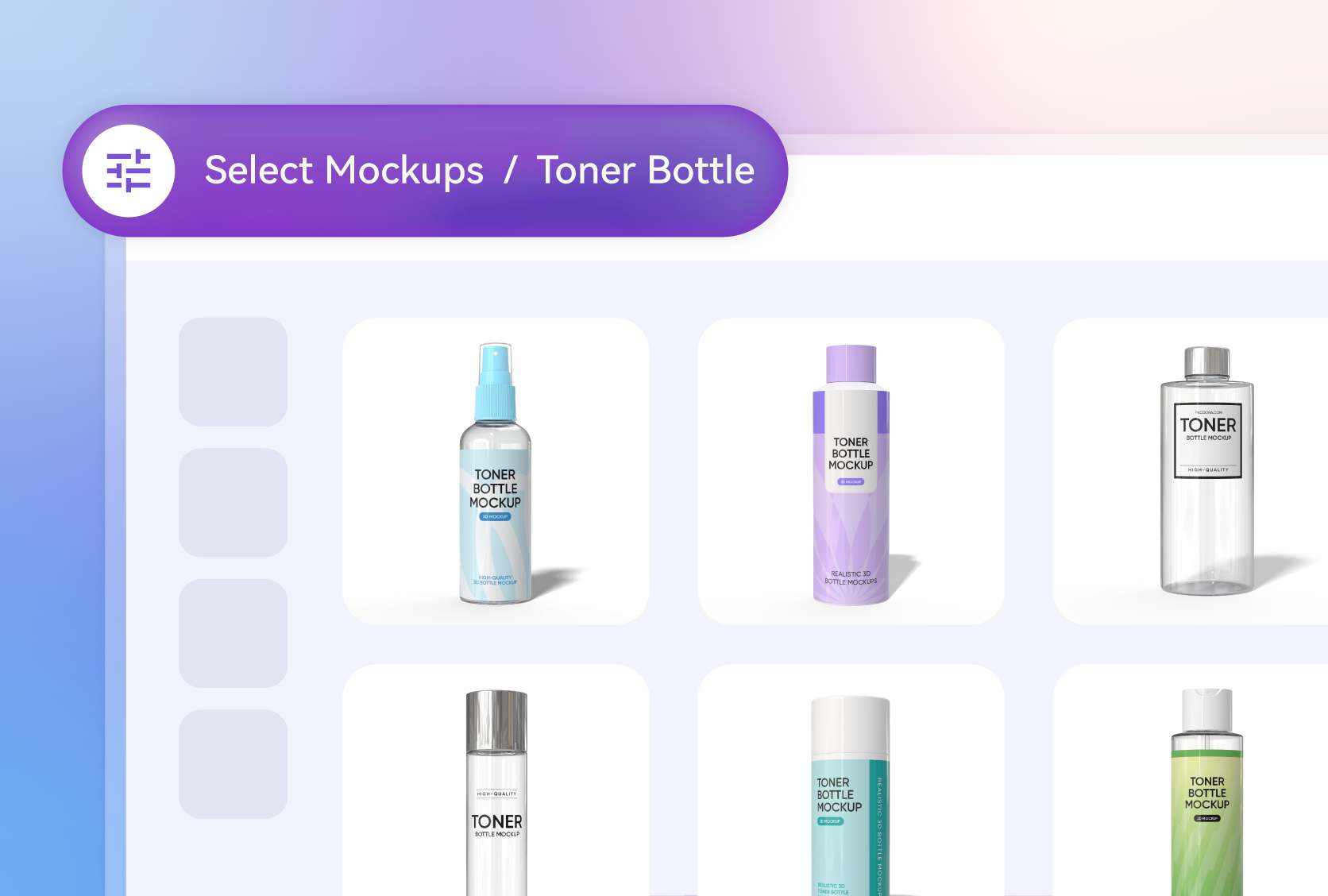 Versatile toner bottle mockups for every style