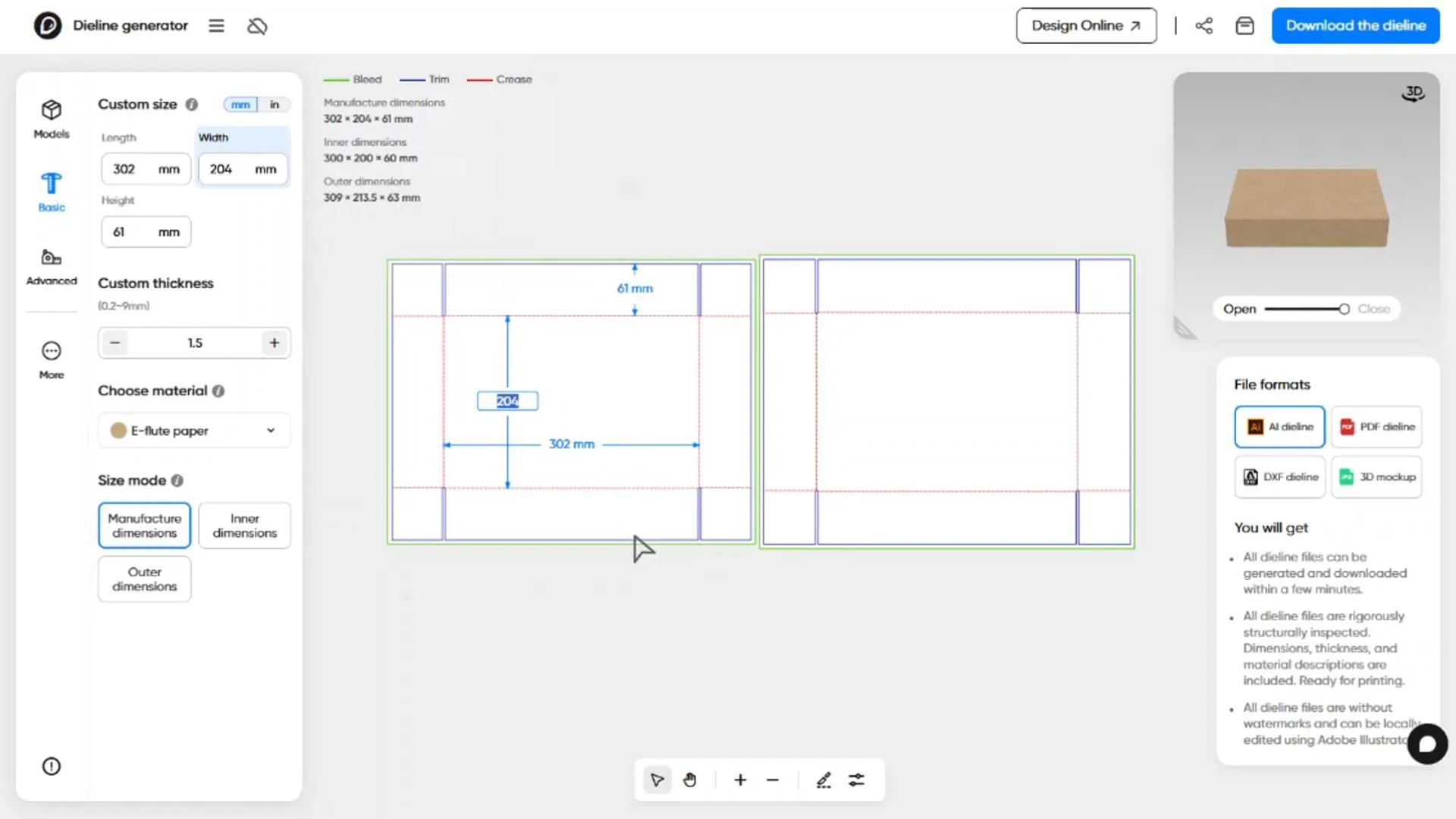 How can I design a FEFCO 0300 box on Pacdora?