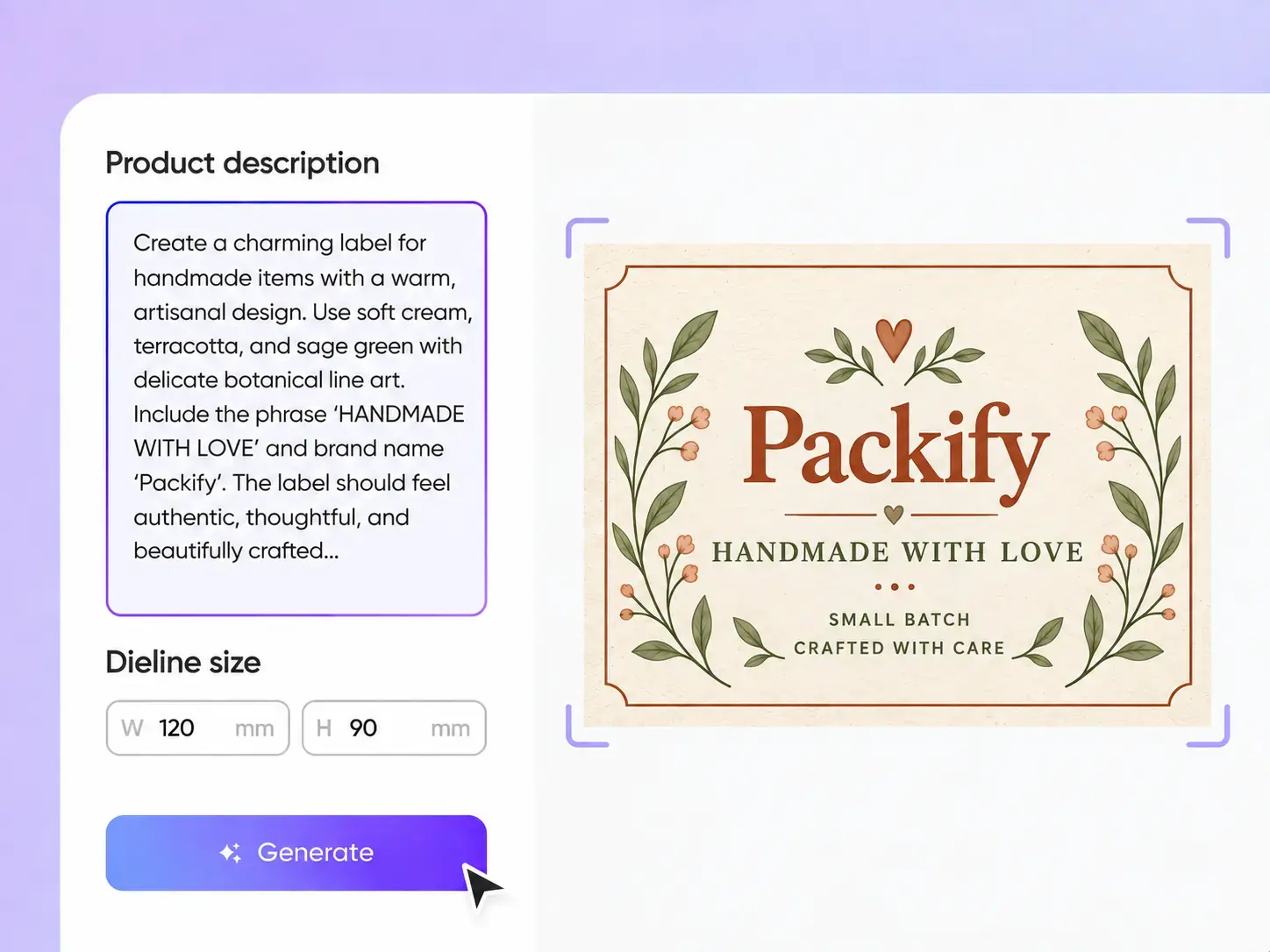 Step 2: Generate and edit the label handmade-items-label-maker-generate-and-edit-the