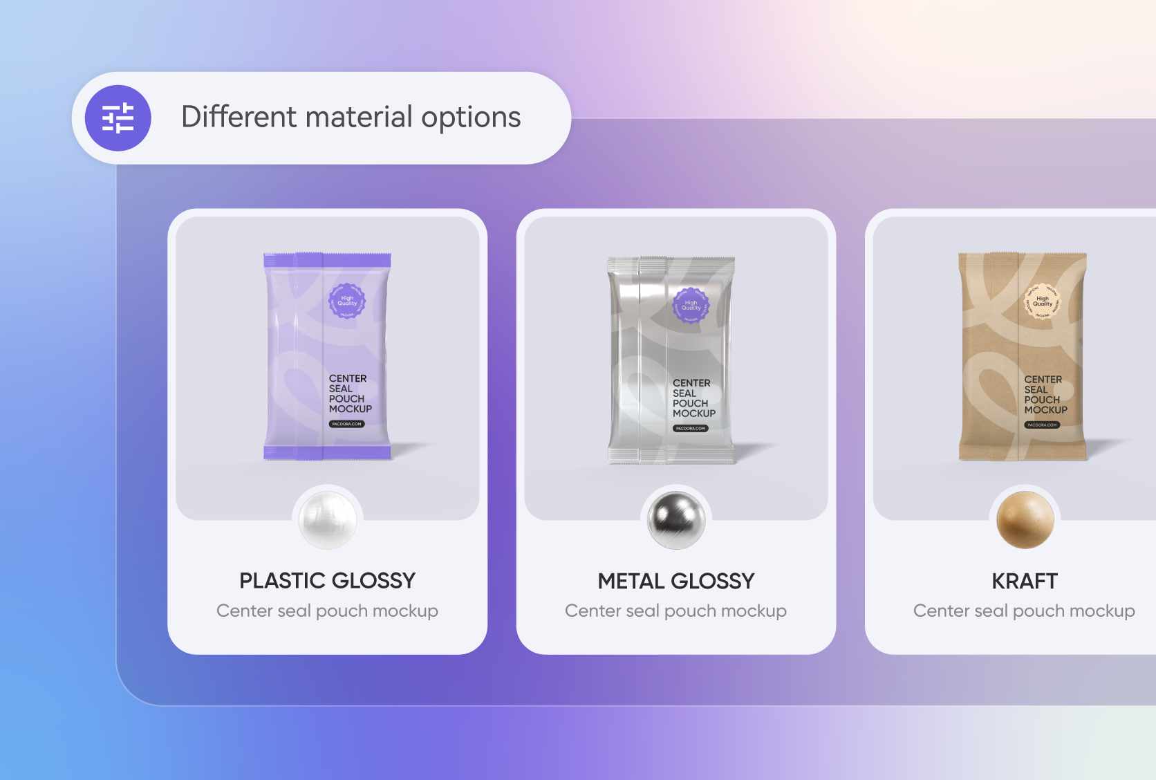 Materials choices for different food products